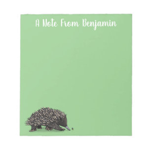 Cute echidna met bijen cartoon illustratie notitieblok