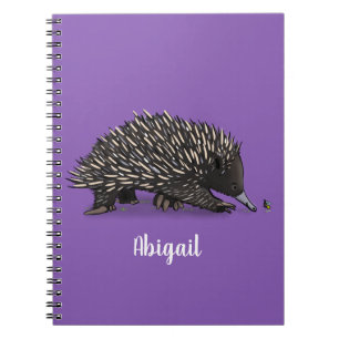 Cute echidna met bijen cartoon illustratie notitieboek
