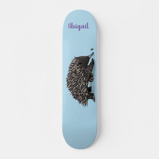 Cute echidna met bijen cartoon illustratie persoonlijk skateboard (Voorkant)
