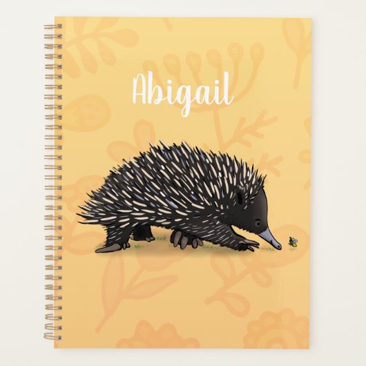 Cute echidna met bijen cartoon illustratie planner (Voorkant)