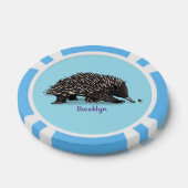 Cute echidna met bijen cartoon illustratie poker chips (Enkel)