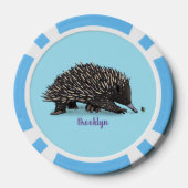 Cute echidna met bijen cartoon illustratie poker chips (Achterkant)