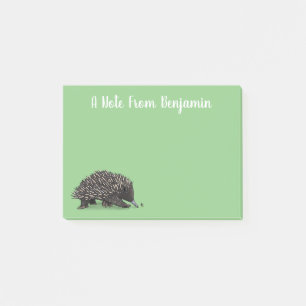 Cute echidna met bijen cartoon illustratie post-it® notes