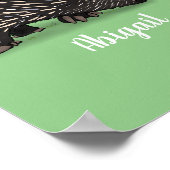 Cute echidna met bijen cartoon illustratie poster (Hoek)