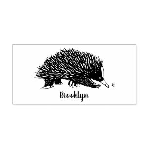 Cute echidna met bijen cartoon illustratie rubberstempel