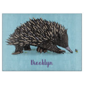 Cute echidna met bijen cartoon illustratie snijplank (Voorkant)
