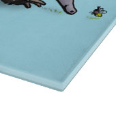 Cute echidna met bijen cartoon illustratie snijplank (Hoek)