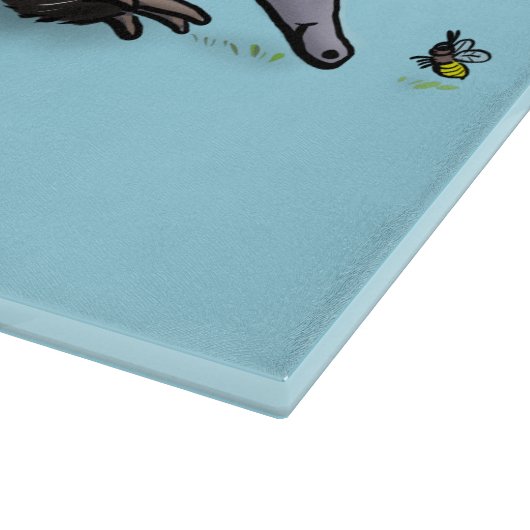 Cute echidna met bijen cartoon illustratie snijplank (Hoek)