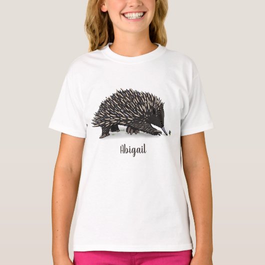Cute echidna met bijen cartoon illustratie t-shirt (Voorkant)