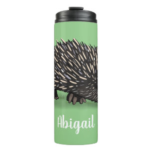 Cute echidna met bijen cartoon illustratie thermosbeker