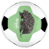 Cute echidna met bijen cartoon illustratie voetbal (Gedraaid)