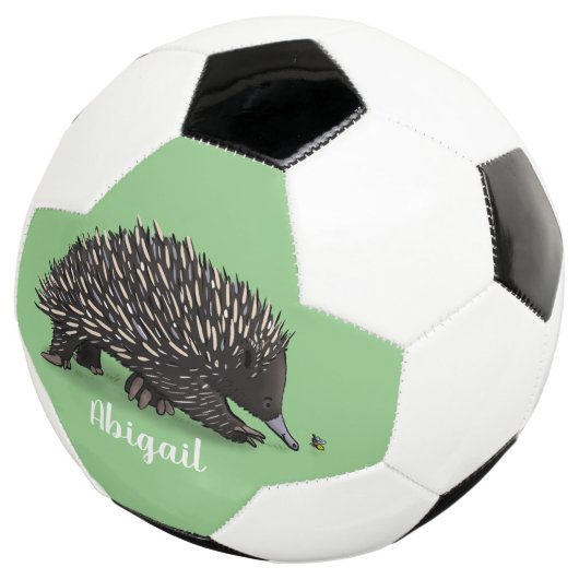 Cute echidna met bijen cartoon illustratie voetbal (Drie kwart)