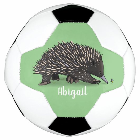 Cute echidna met bijen cartoon illustratie voetbal (Voorkant)