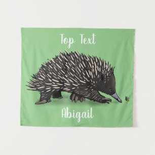 Cute echidna met bijen cartoon illustratie wandkleed