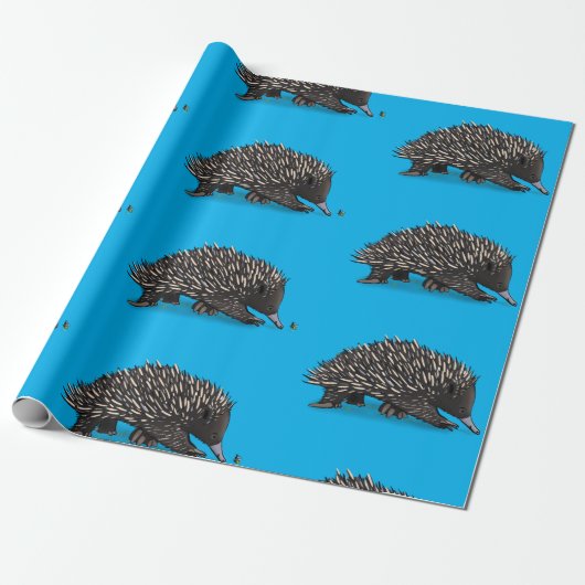 Cute echidna met bijenfoto cadeaupapier (Uitgerold)