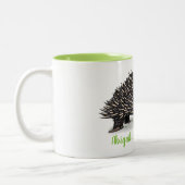 Cute echidna met bug cartoon tweekleurige koffiemok (Links)