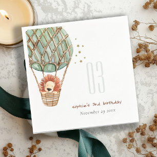 Cute Eco Green Hot Air Ballon Lion Servet