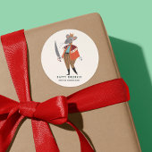 Cute Ecru Kerstfeestay Nutkraker Mouse King Ronde Sticker