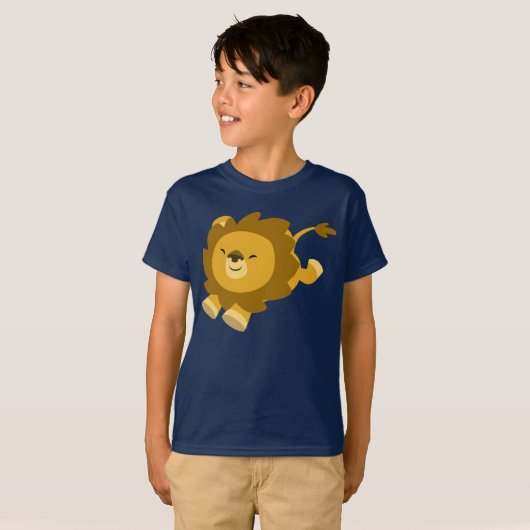 Cute Ecstatische Cartoon Leeuwen T-shirt (Voorkant volledig)
