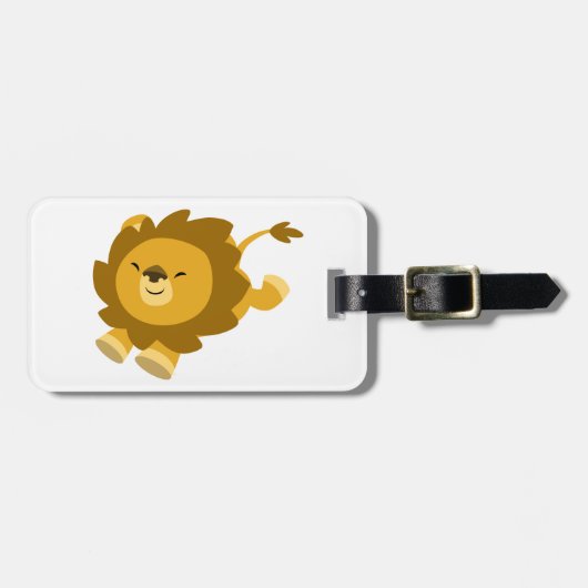 Cute Ecstatische Cartoon Lion Bagagelabel (Voorkant horizontaal)