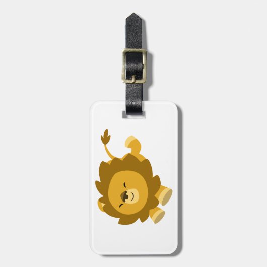 Cute Ecstatische Cartoon Lion Bagagelabel (Voorkant verticaal)