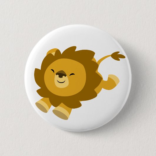 Cute Ecstatische Cartoon Lion Button Badge (Voorkant)