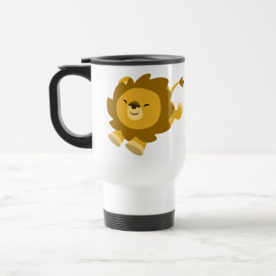 Cute Ecstatische Cartoon Lion Commuter Mok