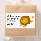 Cute Ecstatische Cartoon Lion Label (Insitu)