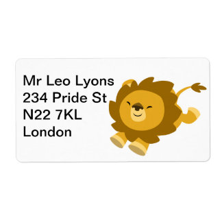 Cute Ecstatische Cartoon Lion Label