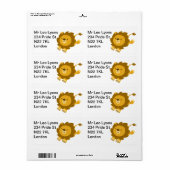 Cute Ecstatische Cartoon Lion Label (Full Sheet)