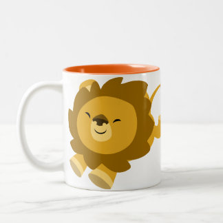 Cute Ecstatische Cartoon Lion Mok