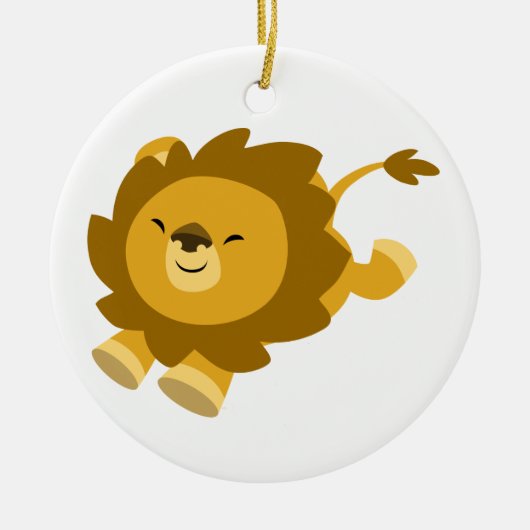 Cute Ecstatische Cartoon Lion Ornament (Voorkant)