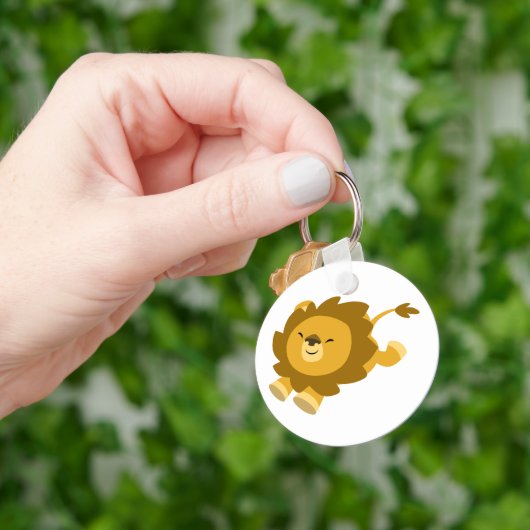Cute Ecstatische Cartoon Lion Sleutelhanger (Hand)