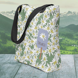 Cute Edelweiss Sound of Music Alps Botanical Tote Bag