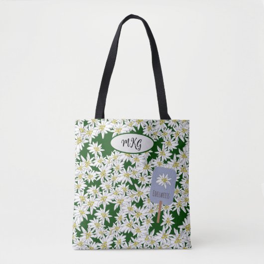 Cute Edelweiss Sound of Music Alps Botanical Tote Bag (Voorkant)