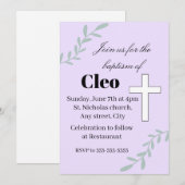 Cute editable baptism invitation kaart (Voorkant / Achterkant)