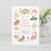 Cute Editable Dinosaur Birthday Party, Dino Party Kaart (Staand voorkant)