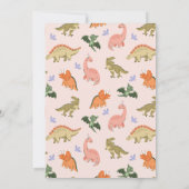 Cute Editable Dinosaur Birthday Party, Dino Party Kaart (Achterkant)