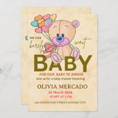 Cute Editable Neutral Baby Shower Invitation Kaart (Voorkant / Achterkant)