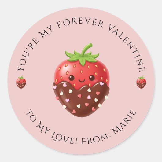 Cute Editable Strawberry Valentine Sticker (Voorkant)