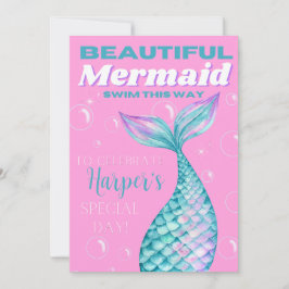 Cute Editable under the Zee Mermaid Girl Digital Kaart