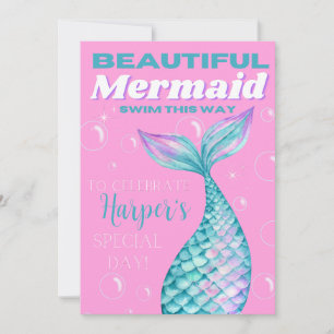 Cute Editable under the Zee Mermaid Girl Digital Kaart