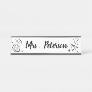 Cute Education Doodle Personalised Teacher Bureau Naambordje