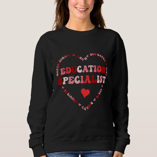 Cute Education Specialist Valentines Day Heart  1 Trui (Voorkant)