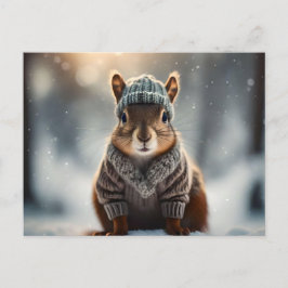 Cute Eekhoorn Aangekleed voor de Winter Ansichtkaa Briefkaart