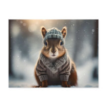 Cute Eekhoorn Aangekleed voor de Winter Ansichtkaa