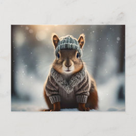 Cute Eekhoorn Aangekleed voor de Winter Ansichtkaa Briefkaart