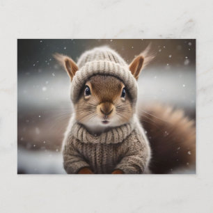 Cute Eekhoorn Aangekleed voor de Winter Ansichtkaa Briefkaart