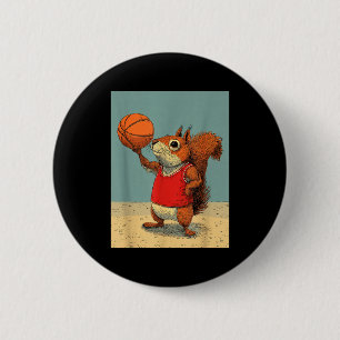 Cute eekhoorn dier grappige basketbal cartoon ronde button 5,7 cm