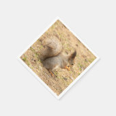 Cute eekhoorn eet een noot foto servet (Hoek)